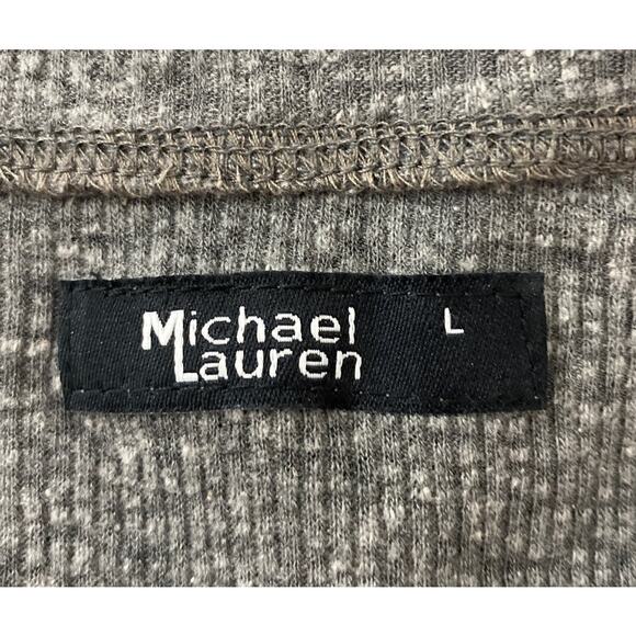 NWT Michael Lauren REVOLVE Size L Gray Vance Fitted Ribbed Henley Top Thumbhole - Picture 5 of 8